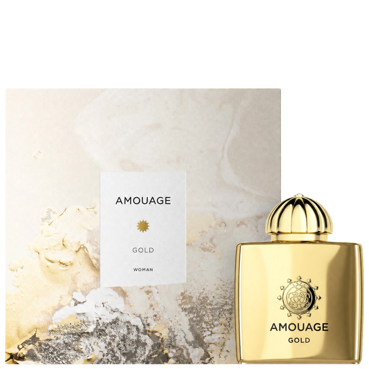 Amouage Gold Woman perfume bottle and gift box from Niche perfumes | Luxury fragrances | Elixir Perfumes